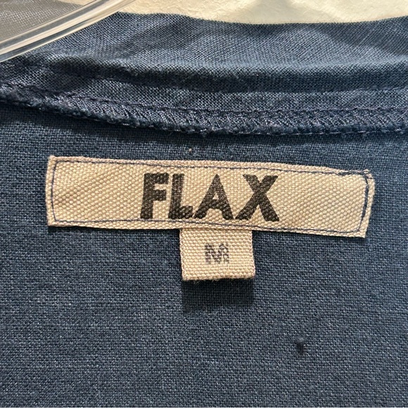 VTG Flax Navy Linen Long Sleeve Button-Up Relaxed Fit Tunic - Medium - Picture 3 of 10